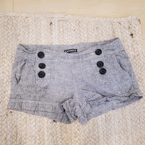 Express Pants - Express Short Shorts Size 0 Linen Grey Low Rise